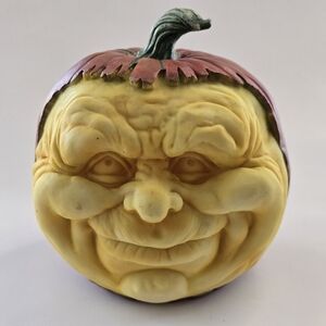 Victorian Trading Co Light Up Witch Face Pumpkin Halloween Decor